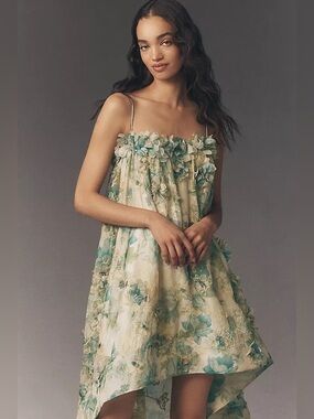 bhldn evelyn lace high low midi dress BHLDN Evelyn Lace V-Neck High-Low Midi Dress